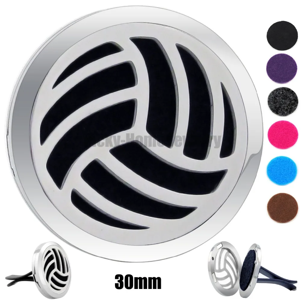Volleyball 30mm 316L Stainless Steel Essential Oil Car Locket Aroma Car Aromatherapy Locket drop shipping