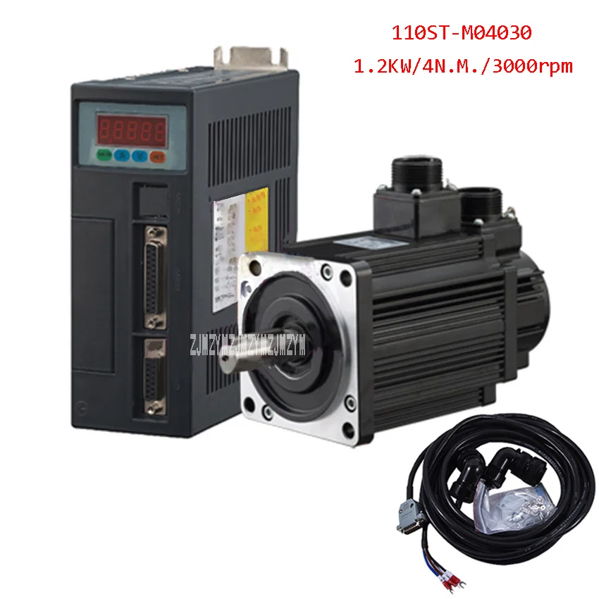 1.2KW AC серводвигателя 4N. M 3000 об/мин 110ST-M04030 AC мотор+ совпадающий драйвер серводвигателя+ 3 М кабель двигатель в сборе комплект с CE сертификатом