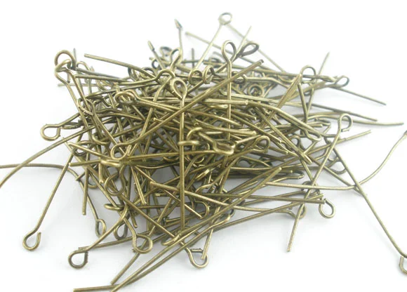 

DoreenBeads 500 PCs Bronze Color Eye Pins Findings 30x0.7mm(21 gauge)