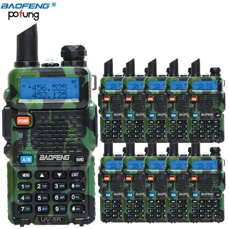 10Pcs BAOFENG UV-5R VHF//UHF 136-174/&400-520Mhz Ham Two-way Radio Walkie Talkie K