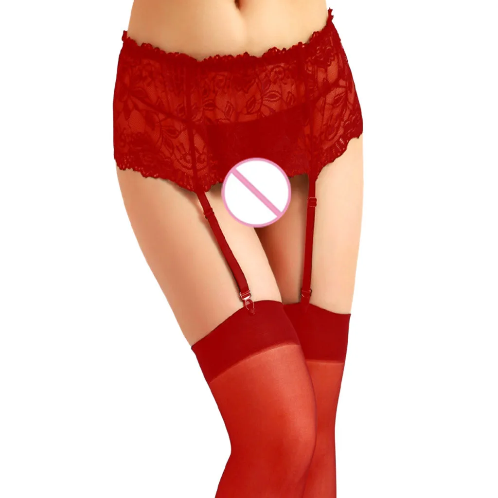 Сексуальные женские кружевные чулки с поясом нижнее белье Babydoll прозрачные майки