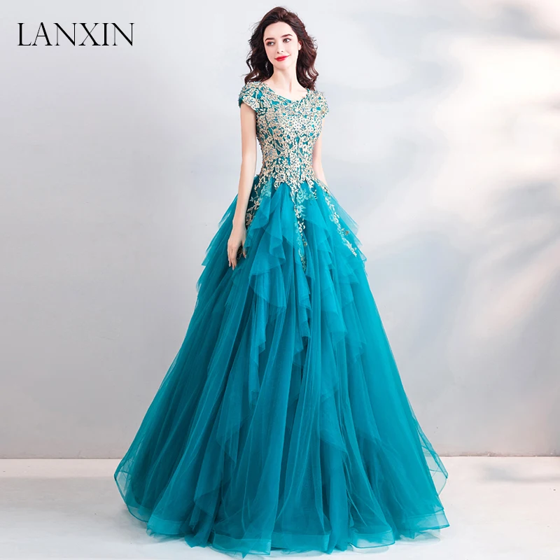 Новые синие длинные платья для выпускного вечера Robe de Soiree золотые кружева до пола со стеклярусом тюлевые Вечерние платья abendkleider