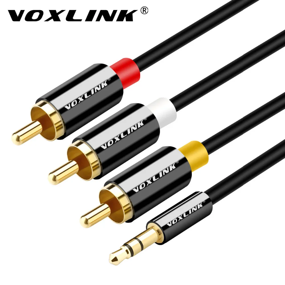 VOXLINK 1M 1.5M 3M 3.5MM Jack to 3RCA Aux Audio Cable AV Composite