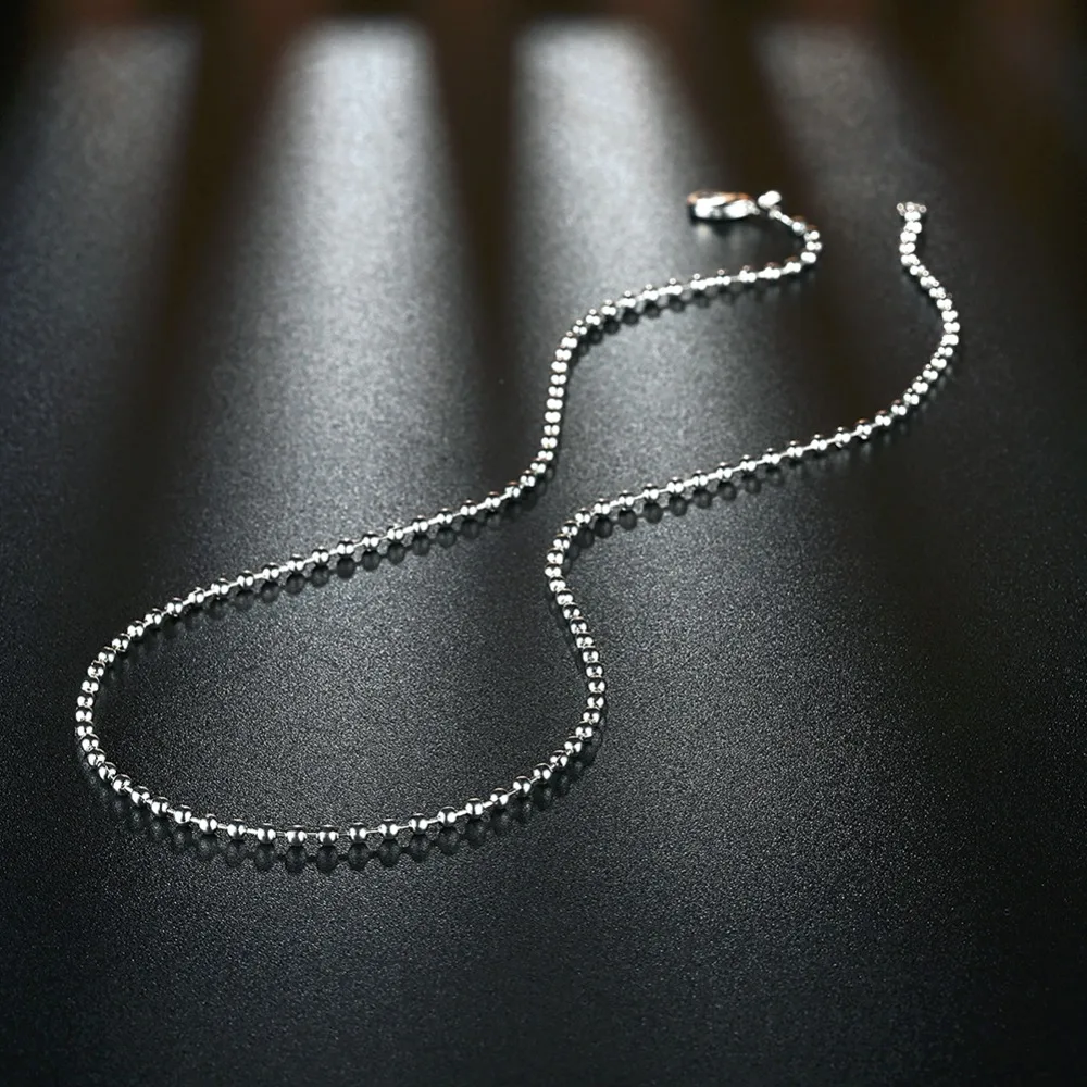 Геометрические цепочки ожерелье, хип-хоп 925 пробы серебро для женщин, 2 мм бусины серебро с цепочкой из жемчуга