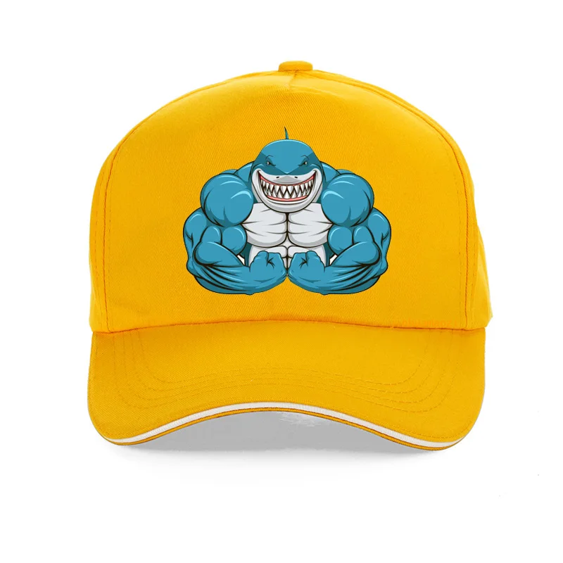 Лидер продаж, модная мужская бейсболка для бодибилдинга wo, мужская бейсбольная кепка с мышечными акулами, регулируемый головной убор с героями мультфильмов, snapback gorra hombre - Цвет: Цвет: желтый