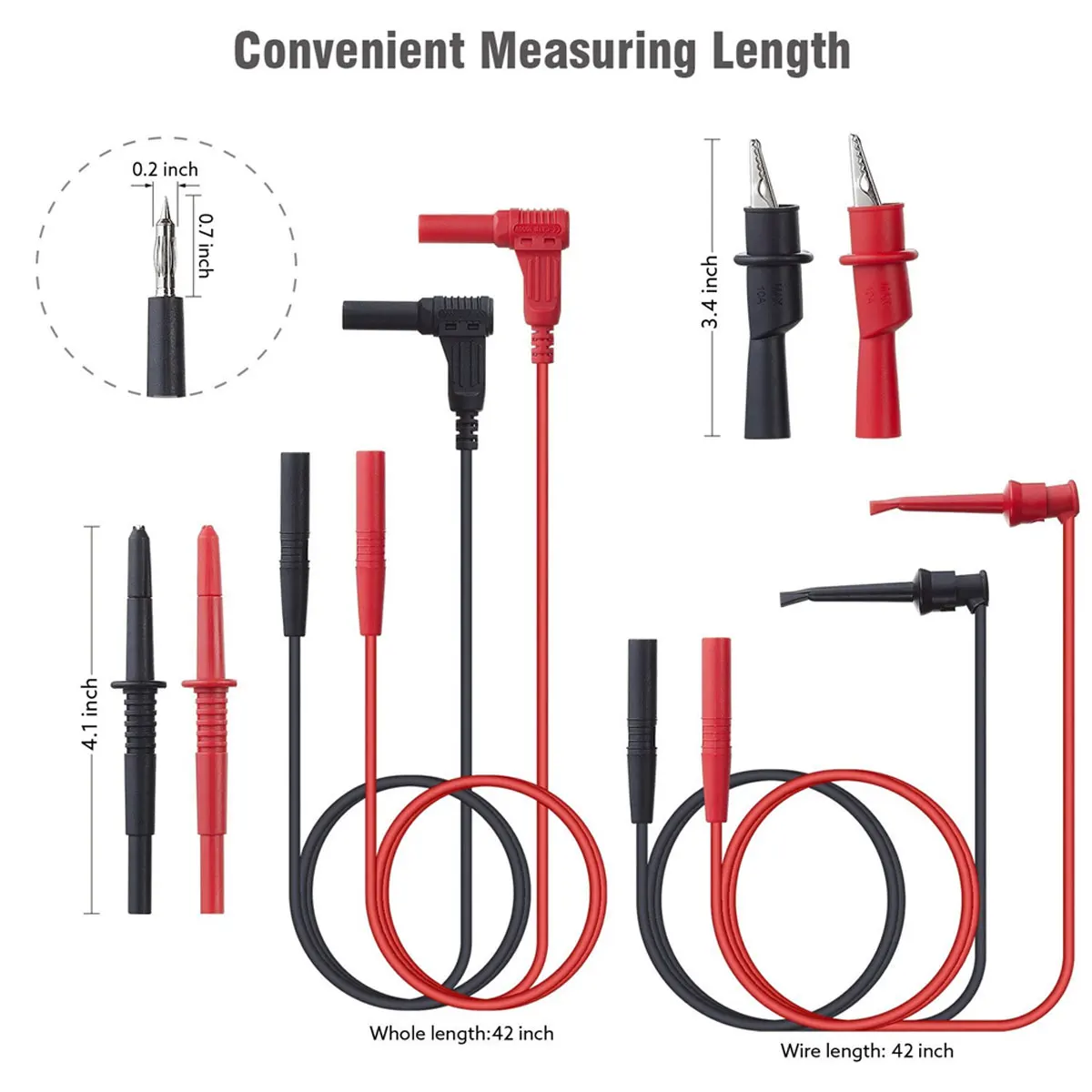 Специализированный электронный тестовый Комплект проводов с изоляцией аллигатора клип 42 дюймов ПВХ свинцовый удлинитель тяжелый зонд