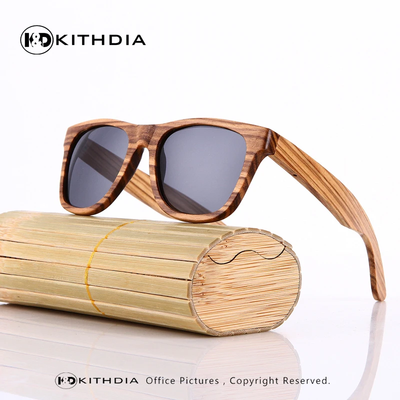 KITHDIA New 100% Real Zebra Wood Sunglasses Polarized Handmade