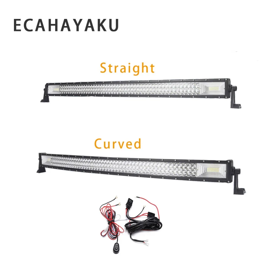 

ECAHAYAKU 3-Row 22 inch 324W Straight offroad Curved LED Light Bar +2M wiring harness Off-road combo Beam LED Work Light Bar 12v