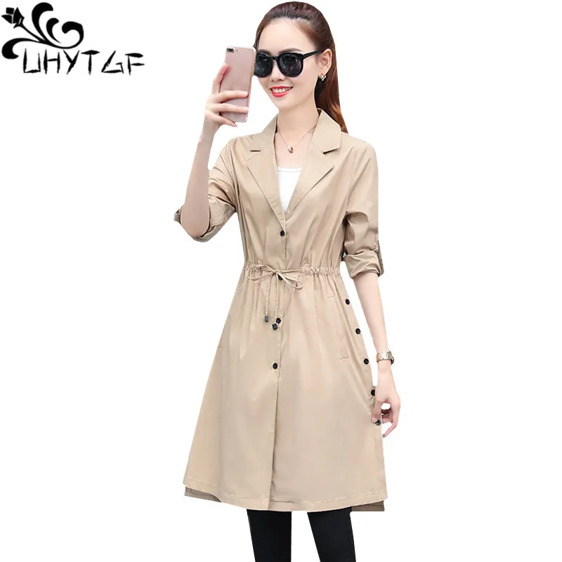 UHYTGF S-3XL Осенняя Куртка женская модная длинная куртка-ветровка с ...