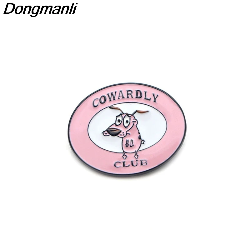

P2987 Dongmanli wholesale 20pcs/lot Courage The Cowardly Dog Metal Enamel Pins and Brooches for Women Men Lapel pin
