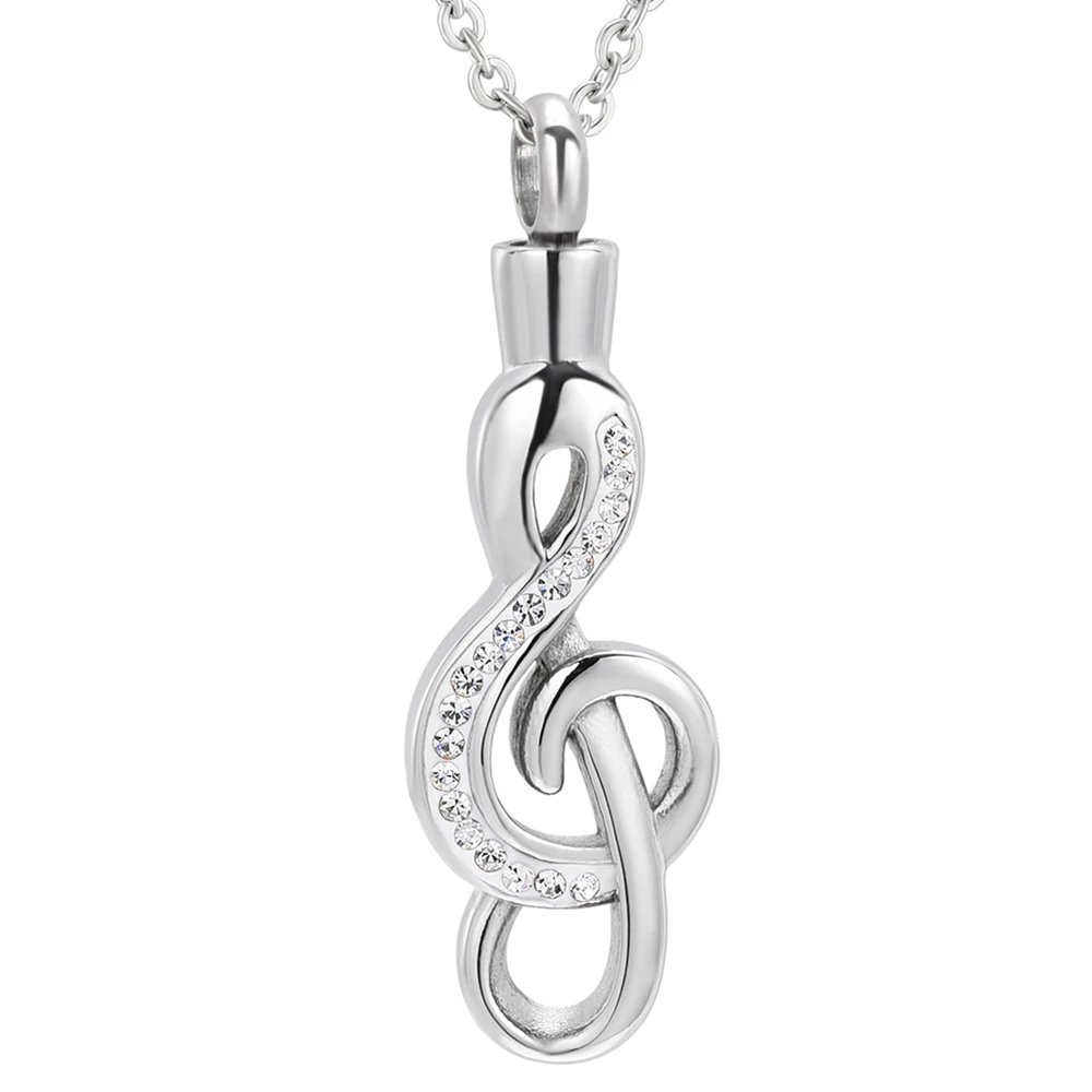 IJD9560 Cremation Urn Pendant Necklace Funeral Fantastic Music Note