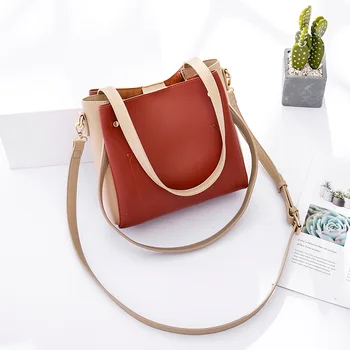 

2018 new Korean version simple color bucket bag women's hare large capacity single shoulder female big soft leather mother bag