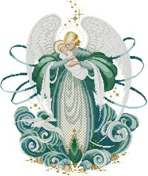 Наивысшего качества красивый Счетный Набор для вышивки крестом Ангел моря, ангел мать и сын, фея мать ребенок