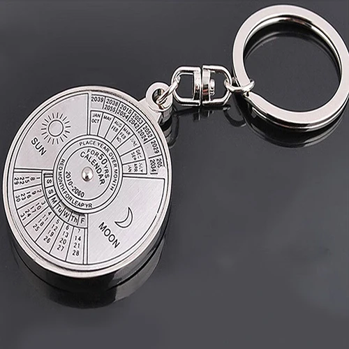 50 Years Perpetual Calendar Keyring Keychain Silver Alloy Key Ring Keyfob Decoration 8OU9 metal keychain