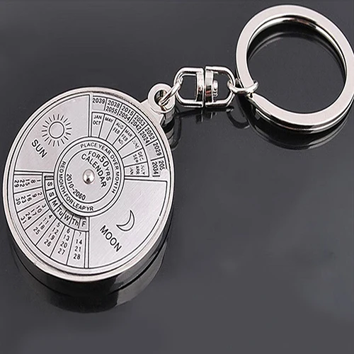 1 Piece 50 Years Perpetual Calendar Keyring Keychain Silver Color Round  Pattern Delicate Alloy Key Chain Ring Keyfob - Key Chains - AliExpress