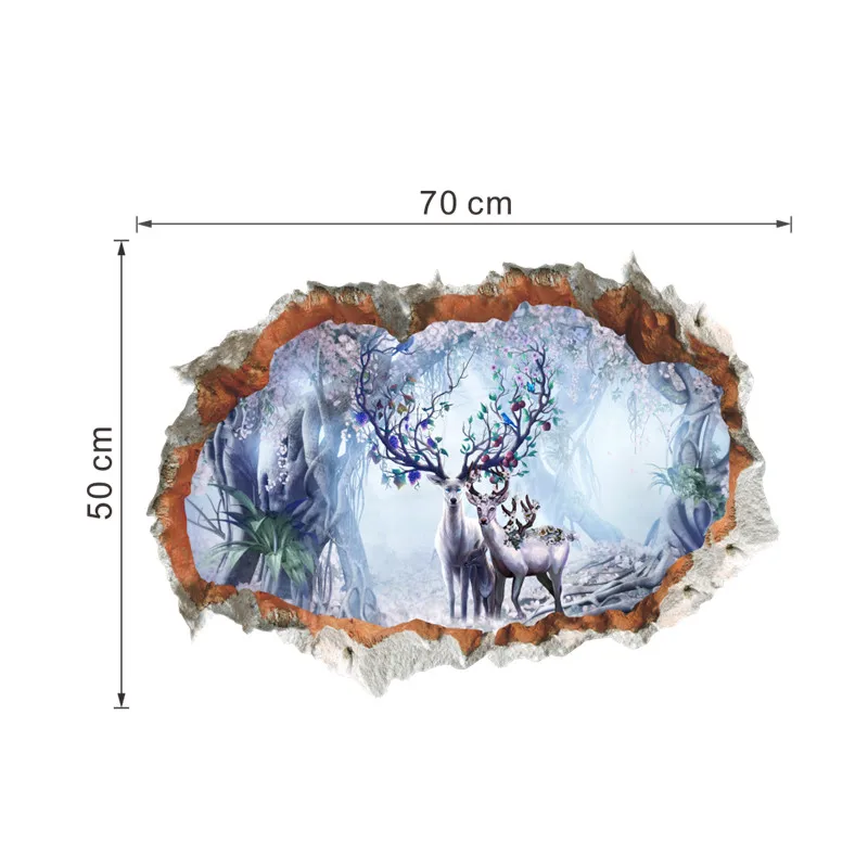 Sika Deer 3d настенные наклейки на стену для магазина, гостиной, спальни, украшения для дома, сделай сам, сафари, декоративная роспись, художественная наклейка для животных