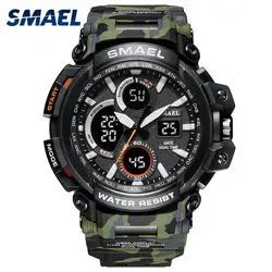 SMAEL 2018 светодиодный цифровой часы для мужчин G стиль большой циферблат Военная Униформа часы Camo ремешок водонепроницаемые спортивные часы