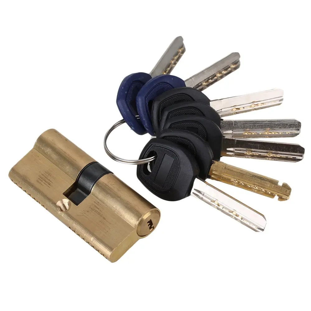 Euro Profile Cylinder Barrel 5 Pin Lock Brass Satin Nickel Finish 70mm With 7 Keysin Locks from