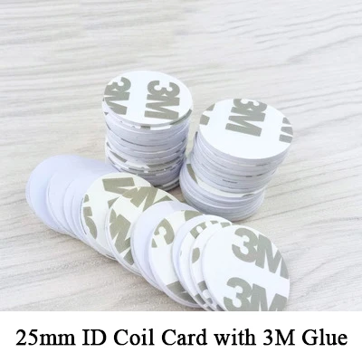 

coil contactless card 25mm diameter 3M glue round tag tk4100 125khz lf circular read only em4200 em4100 rfid smart alien token