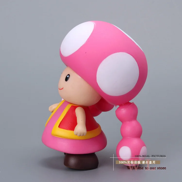 Free Shipping Super Mario Bros Figures Mushroom Toadette PVC Action Figure Model Toy Doll 3.5\