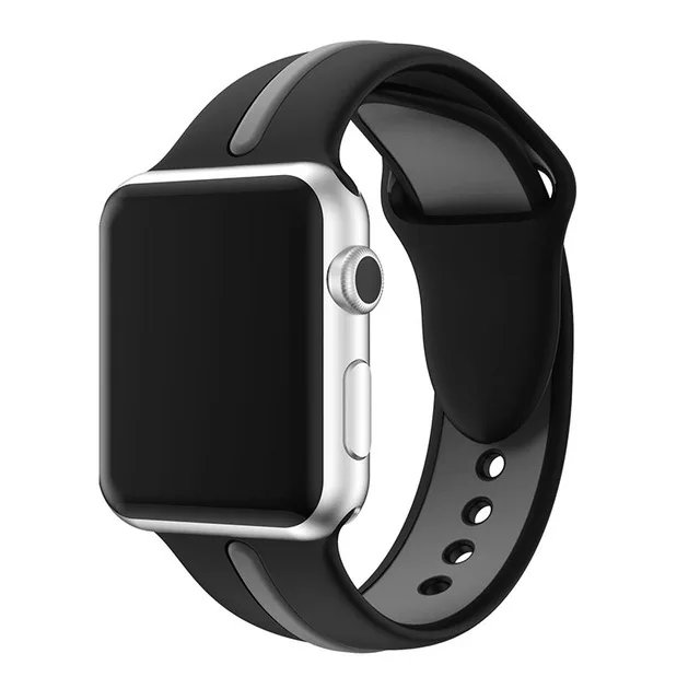 Силиконовый ремешок JANSIN для apple watch series 5 4 3 2, спортивный ремешок для iwatch 38 мм/42 мм/40 мм/44 мм, цветной ремешок для замены - Цвет ремешка: black-gary