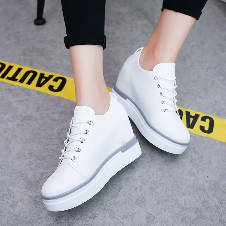 SWYIVY Spring Wedge Shoes White Sneakers Platform 2018 Auutmn Hot Sale Student Girl Casual Shoes Breathable Woman Sneakers Black