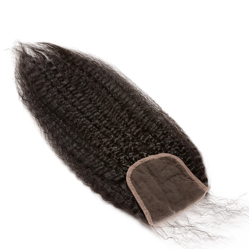 Странный прямые волосы Кружева Закрытие с ребенком волос бразильского Волосы remy натуральный черный Цвет яки 100% человеческих волос