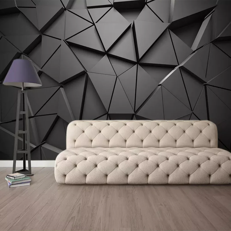 3D Wallpaper Mural Modern Creative 3D Geometric Abstract Gray Triangle Large Mural Living Room TV Wall Home Decor Wall Cloth Fresco