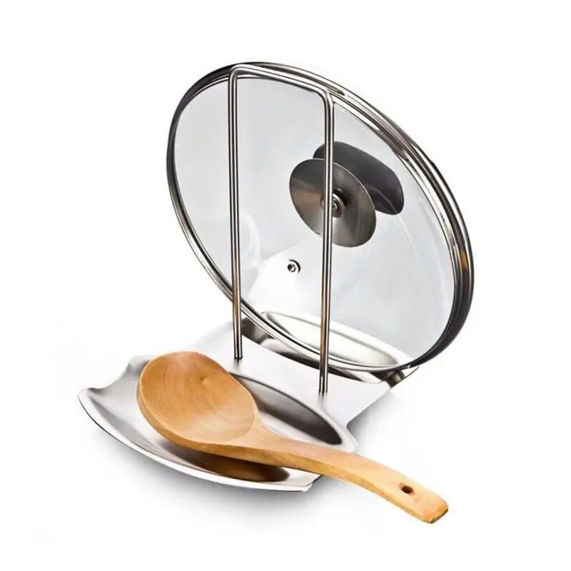 

Kitchen Organizer Pot Lid Rack Stainless Steel Spoon Holder Pot Lid Shelf Cooking Dish Rack Pan Cover Stand Kitchen Accessories