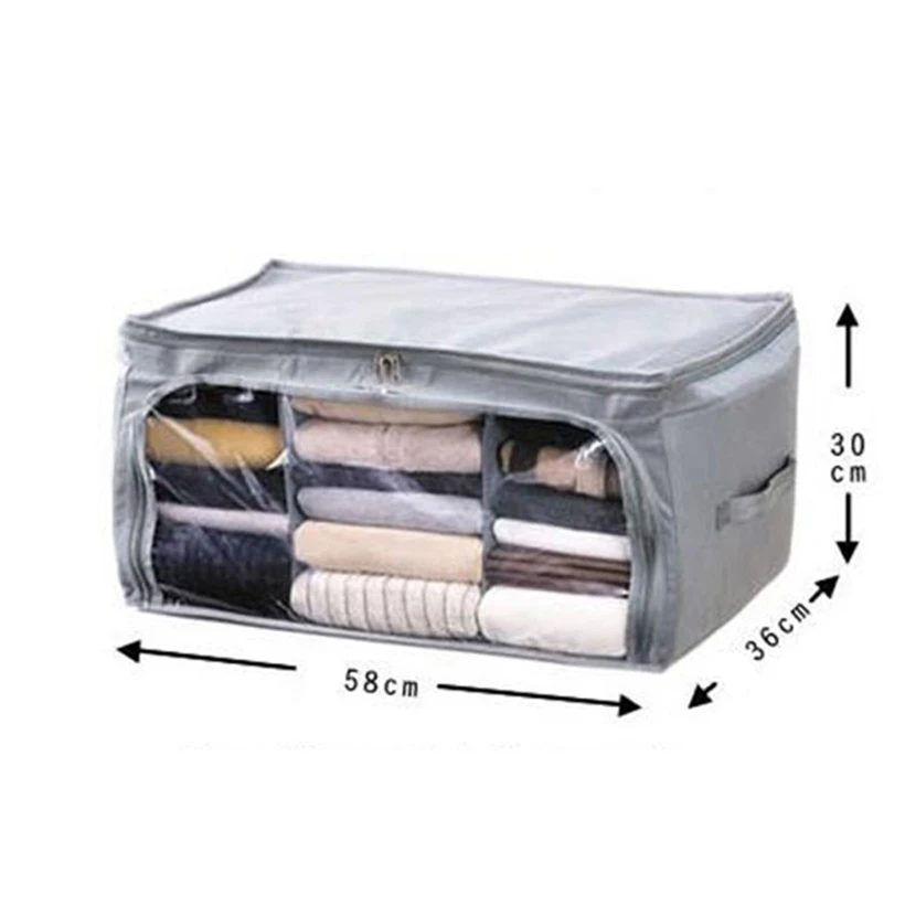 Складной ящик для хранения одежды органайзер отделочный контейнер прозрачное окно дома пылезащитный чехол пальто одеяло мешок на молнии сумка