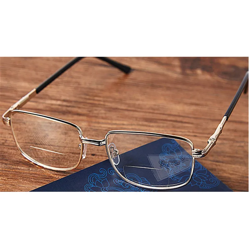 Minclmen Women Metal Frame Bifocal Reading Glasses Hyperopia Diopter 10 To 40 Presbyopia 