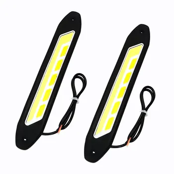 

COB Fog Lights Waterproof Car LED Daytime Running Lights 2PCS White and Yellow Turn Signal Light Indicator Flexible DRL
