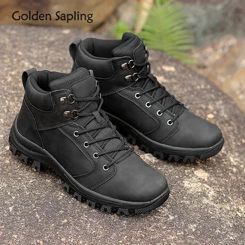 

Golden Sapling Mens Hiking Shoes Tactical Boots Man Sneakers Black Rubber Men Outdoor Shoes Breathable Top Men's Hunting Boots