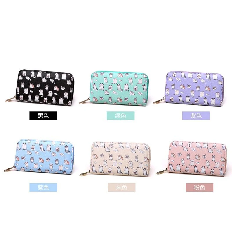 

Cut Cat Long Large Capacity Wallets Coin Pocket Card Holder Zipper Purses Lady Handbags Convinent Simple Korea Design Pretty Bag
