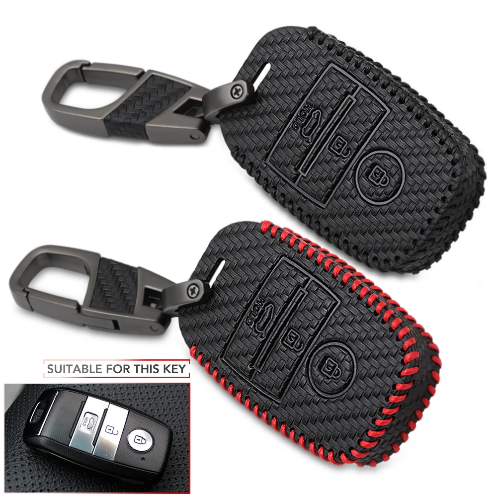 

3 Button Leather Car Remote Key Fob Shell Cover Case For Kia Rio Ceed Soul Sportage Sorento Carens Picanto Skin Smart Holder