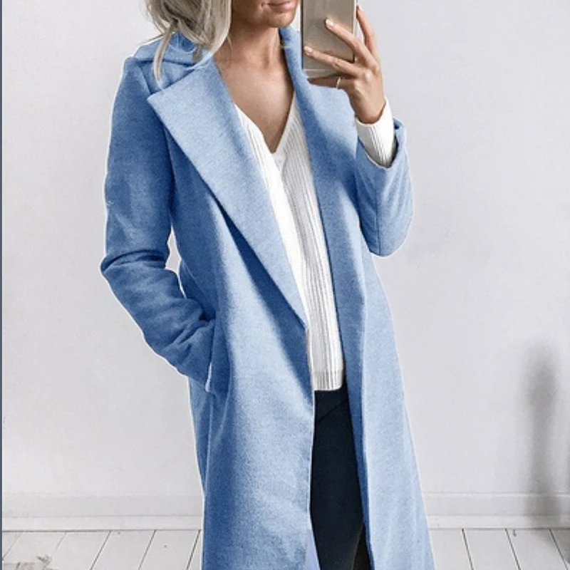 3XL Plus Size Winter Loose Blend Women Coat Woolen Korean Style Long Open Stitch Ladies Elegant Outwear Female Overcoat Tops