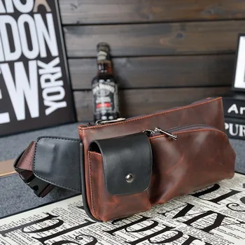 

by dhl or fedex 20pcs Crazy Horse PU Leather Men Chest Pack Casual Small Bag CrossBody Shoulder Bag Leisure Travel Mini Bag