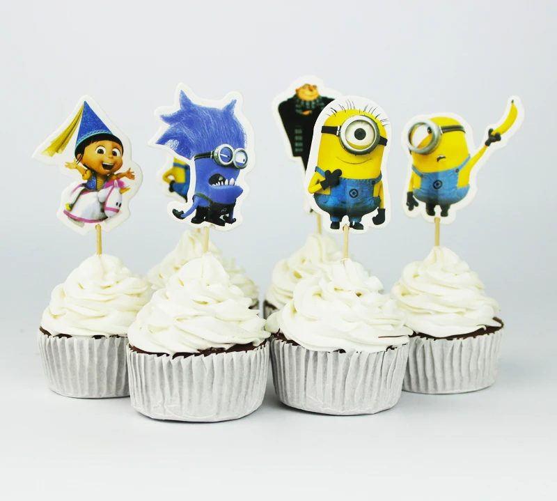 720pcs Event Party Supplies Cartoon Minions Cupcake Toppers Pick