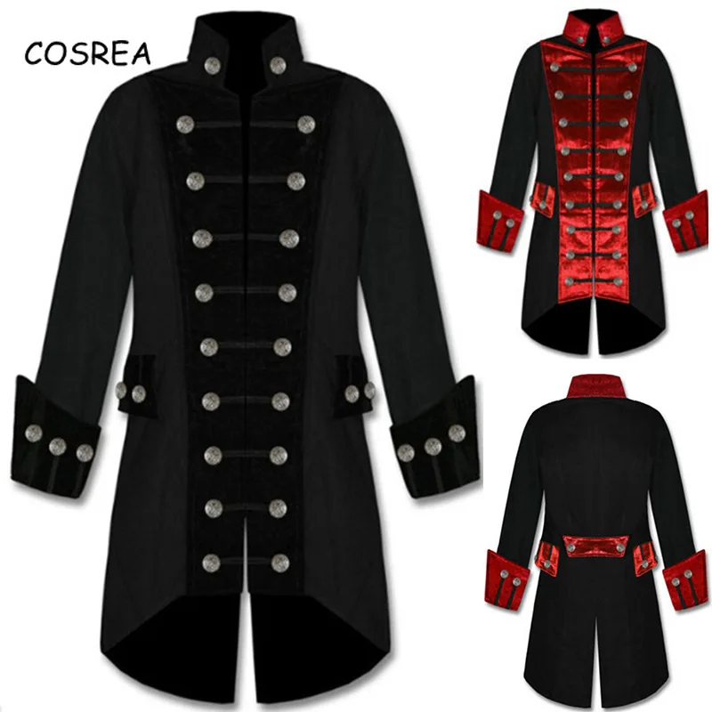 

Victorian Period Costumes Top Coat Overcoat Trench Coat Tuxedo Men Tailcoat Long Jacket Steampunk Frock Gothic Uniform