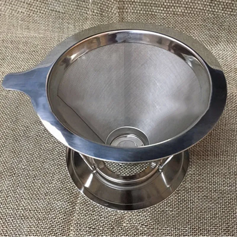 2-4 чашки портативный фильтр для кофе с подставкой нержавеющая сталь чай эспрессо кофе капельница для многоразового использования Воронка высокое качество HY99