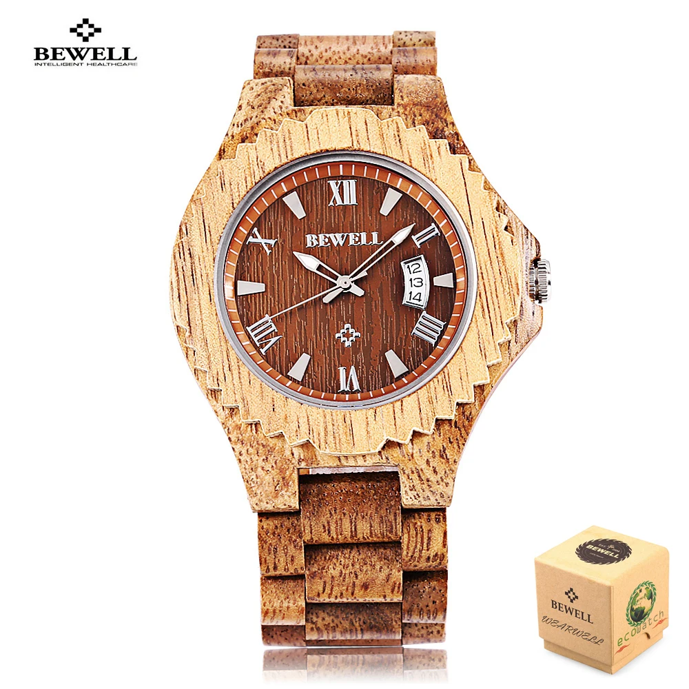 

New Arrival Men Watch Bewell Wooden Quartz Watch Luminous Waterproof Calendar Fashion Wristwatch Relogio Masculino Nature Design