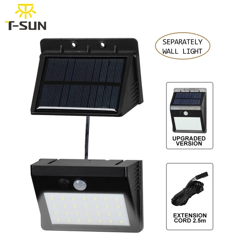 T-SUNRISE 28LED Solar Wall Light Separable Solar Panel In/Outdoor LED Solar Lamp PIR Motion Sensor touch-sensitive modular light T-SUNRISE 28LED Solar Wall Light Separable Solar Panel In/Outdoor LED Solar Lamp PIR Motion Sensor touch-sensitive modular light