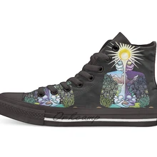 Psychedelic медитирующая природа Человек Повседневная Высокая холщовая Обувь Кеды легкие ботинки для ходьбы