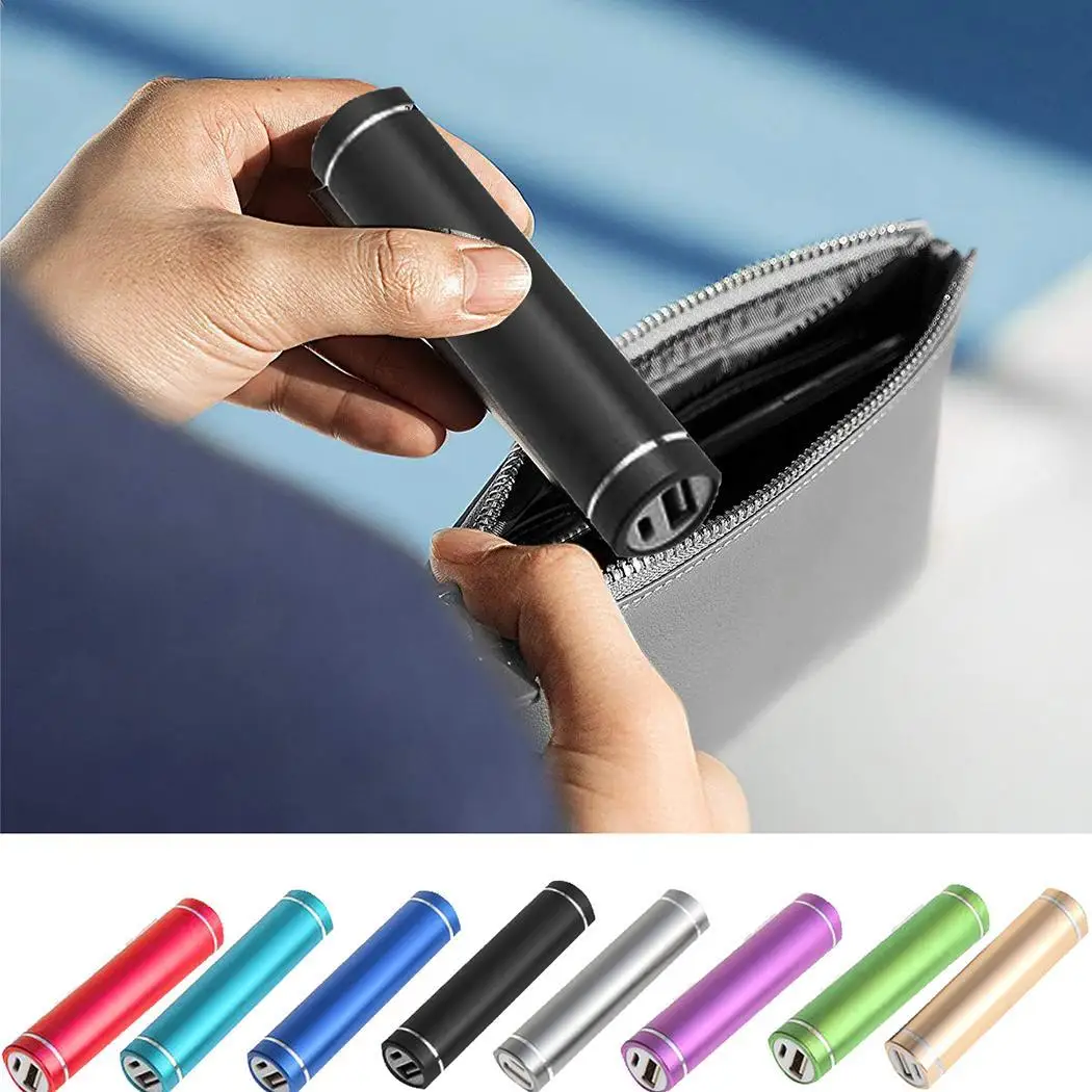 

General USB Portable Power Bank Single Section Aluminum Alloy Cylindrical Mobile Power Phone External Battery Emergency Charger