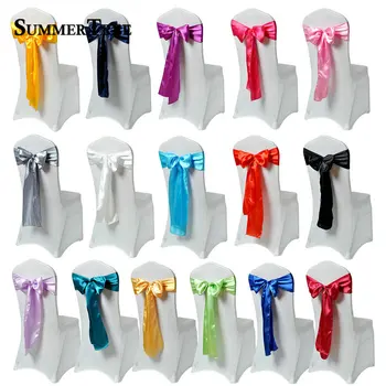 

25pcs/Lot Satin Chair Sash Bow 6 x 108inch For Banquet Wedding Party Banquet Bow Ties Butterfly Craft Decoration 15 x 275cm