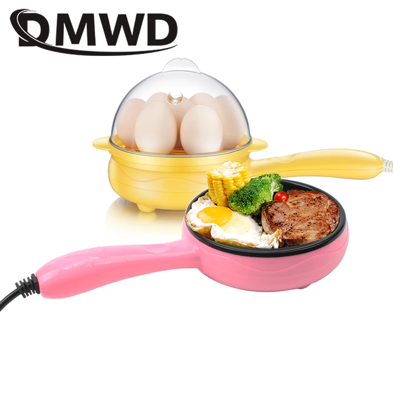 DMWD multifunción hogar mini huevo tortilla panqueque frito sartén eléctrico no Stick huevo caldera de vapor 110V