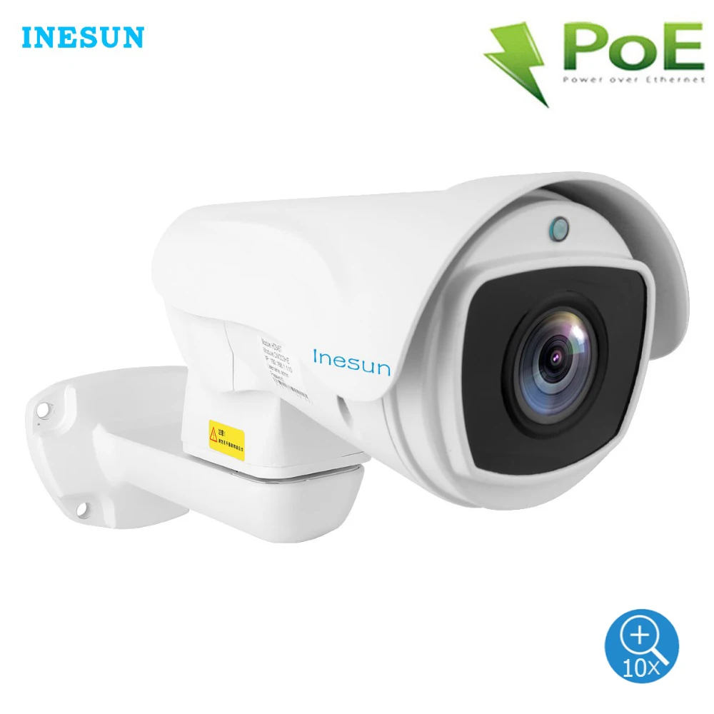 Inesun Outdoor PoE PTZ IP Camera 2MP/5MP Super HD 2560x1920P 10x Optical Zoom PTZ Camera Waterproof 330ft Laser IR Night Vision