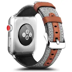 Модная ткань и кожаный материал ремешок для Apple Watch 38 мм 42 мм для Iwatch 40 мм 44 мм Серия 1 2 3 4 ремешок для часов браслет