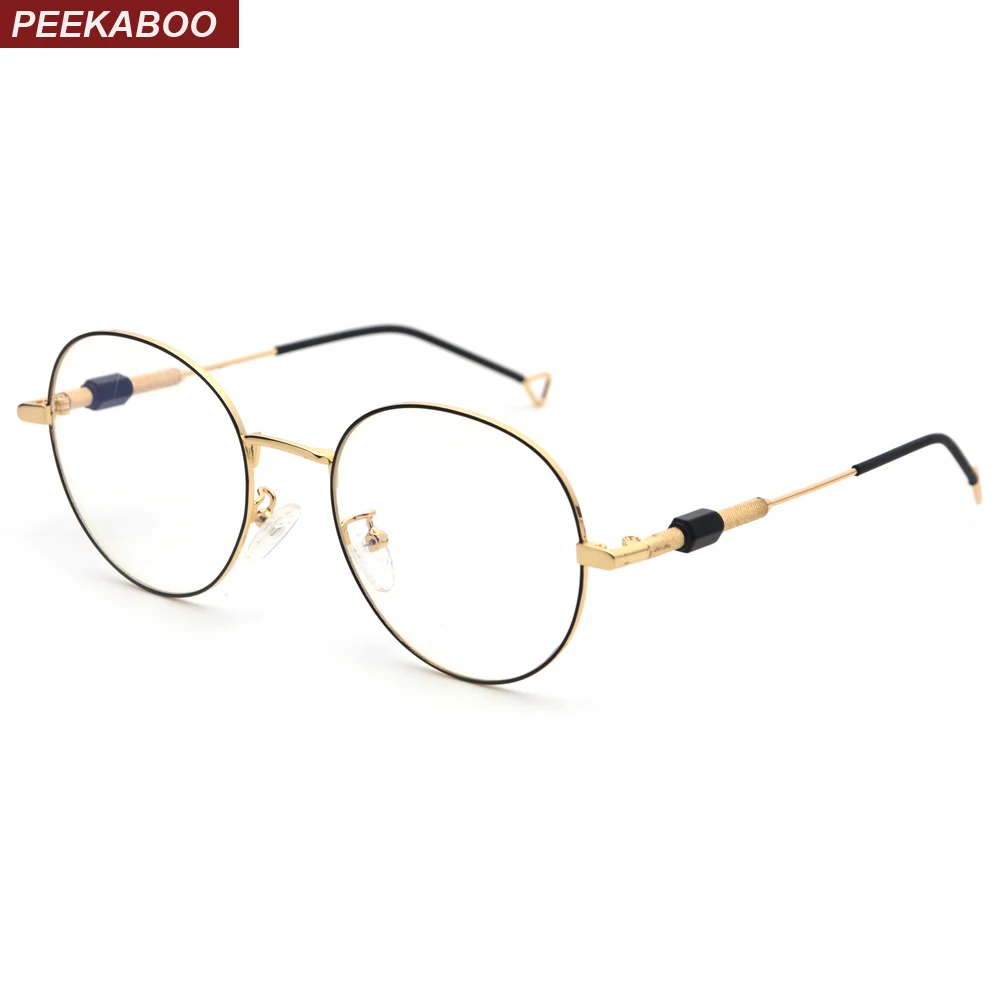 

Peekaboo men round glasses for women retro 2019 clear lens metal frame eyewear optical frames high quality unisex