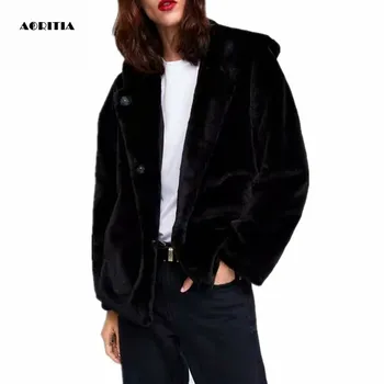 

2019 Winter Women Man-made Fur Jacket Women Long-sleeve Jackets Faux Fur Coat